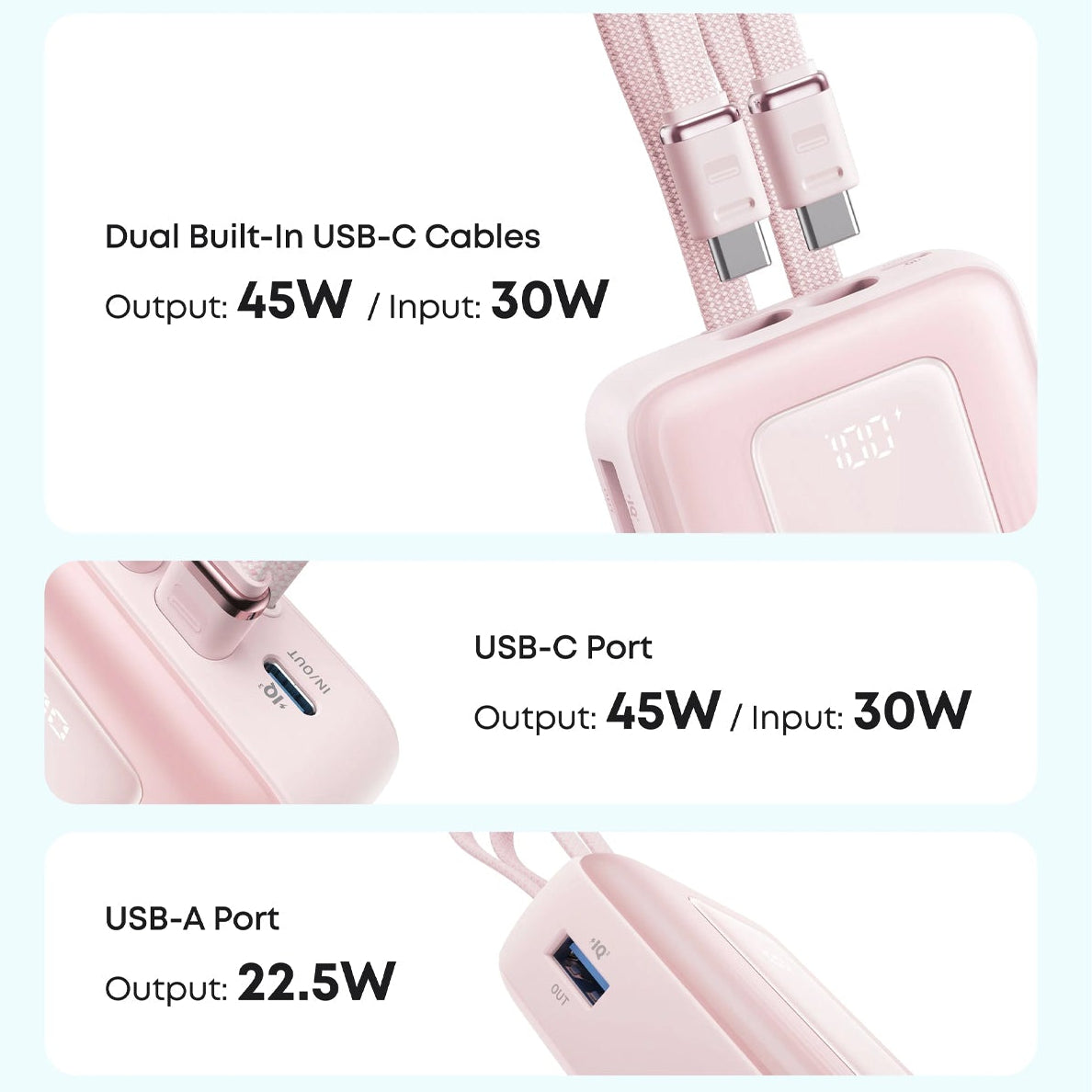 Anker Zolo 20000mAh Power Bank with built-in USB-C cables
