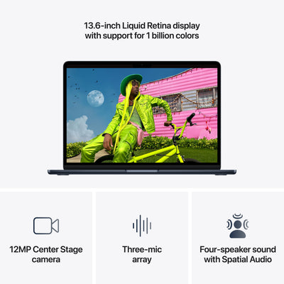 Apple MacBook Air 13-inch with M5 chip featuring 10-core CPU and 8-core GPU in a sleek, ultra-thin design.