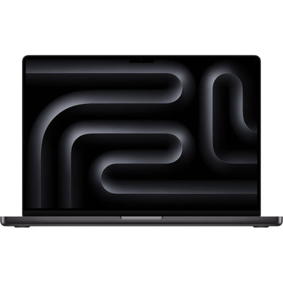 Apple MacBook Pro 16-inch with M5 Max chip in a sleek Black finish.
