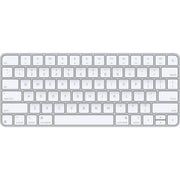 A sleek, low-profile Apple Magic Keyboard with a premium silver aluminum finish and minimalist white keys.