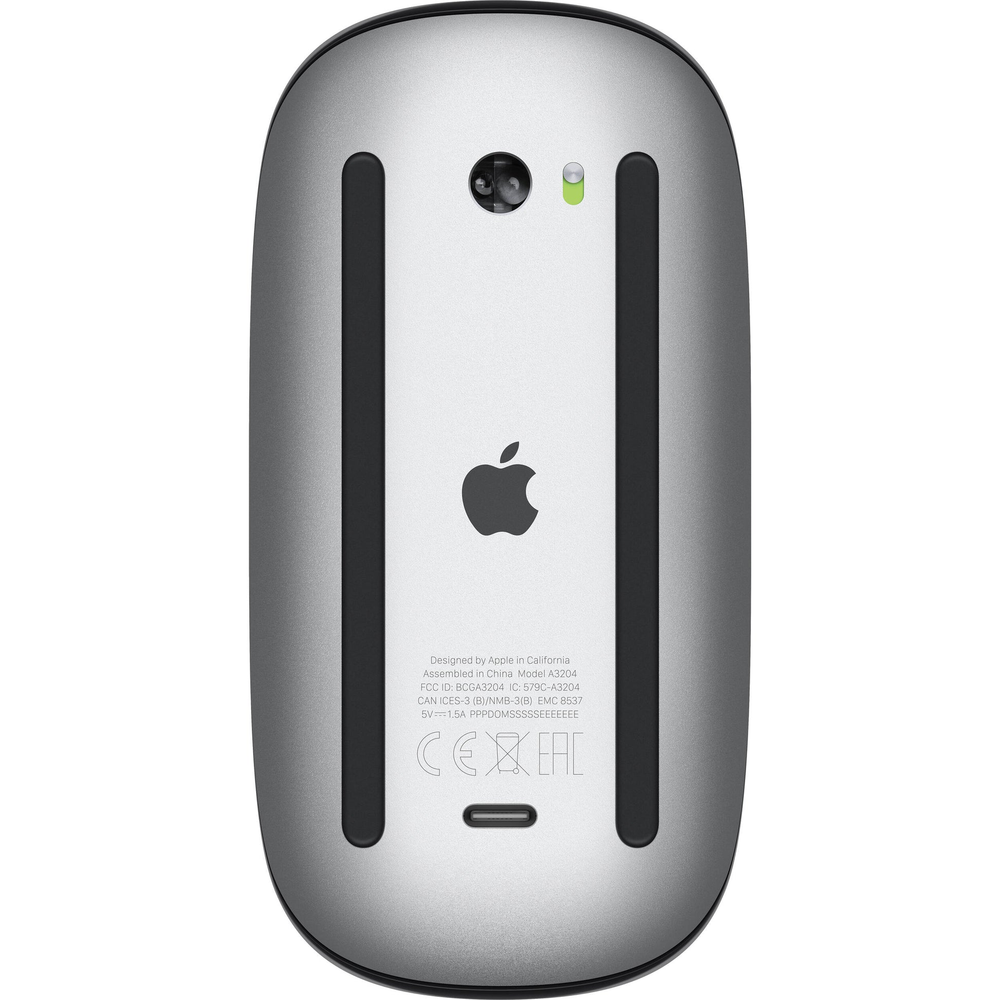 Apple Magic Mouse with a sleek Multi-Touch surface & slim wireless design, featuring the updated USB-C charging port.