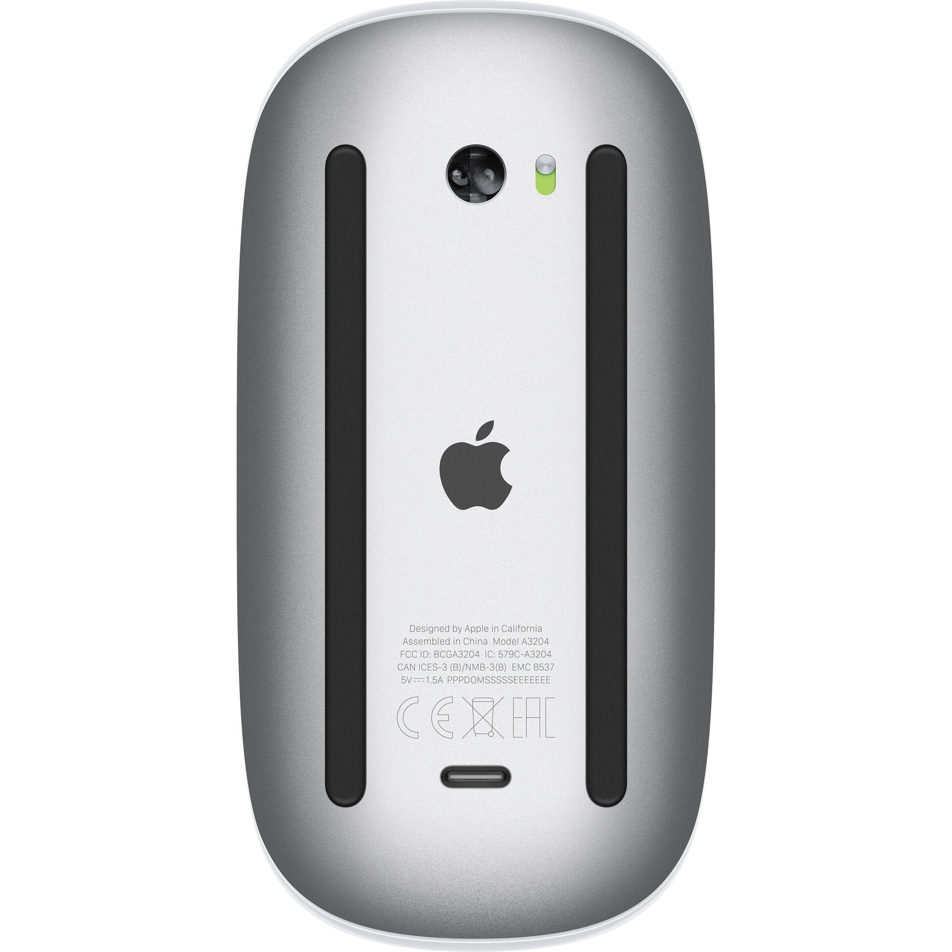 Apple Magic Mouse with a sleek Multi-Touch surface & slim wireless design, featuring the updated USB-C charging port.