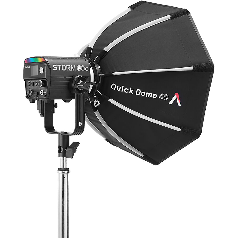 Quick Dome 40 softbox mounted on STORM 80c with Mini ProLock adaptor
