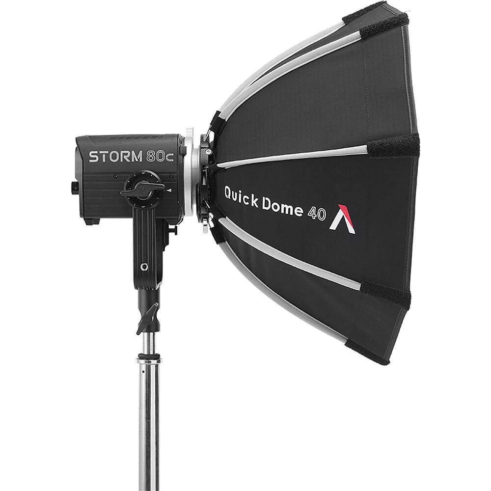 Quick Dome 40 softbox mounted on STORM 80c with Mini ProLock adaptor
