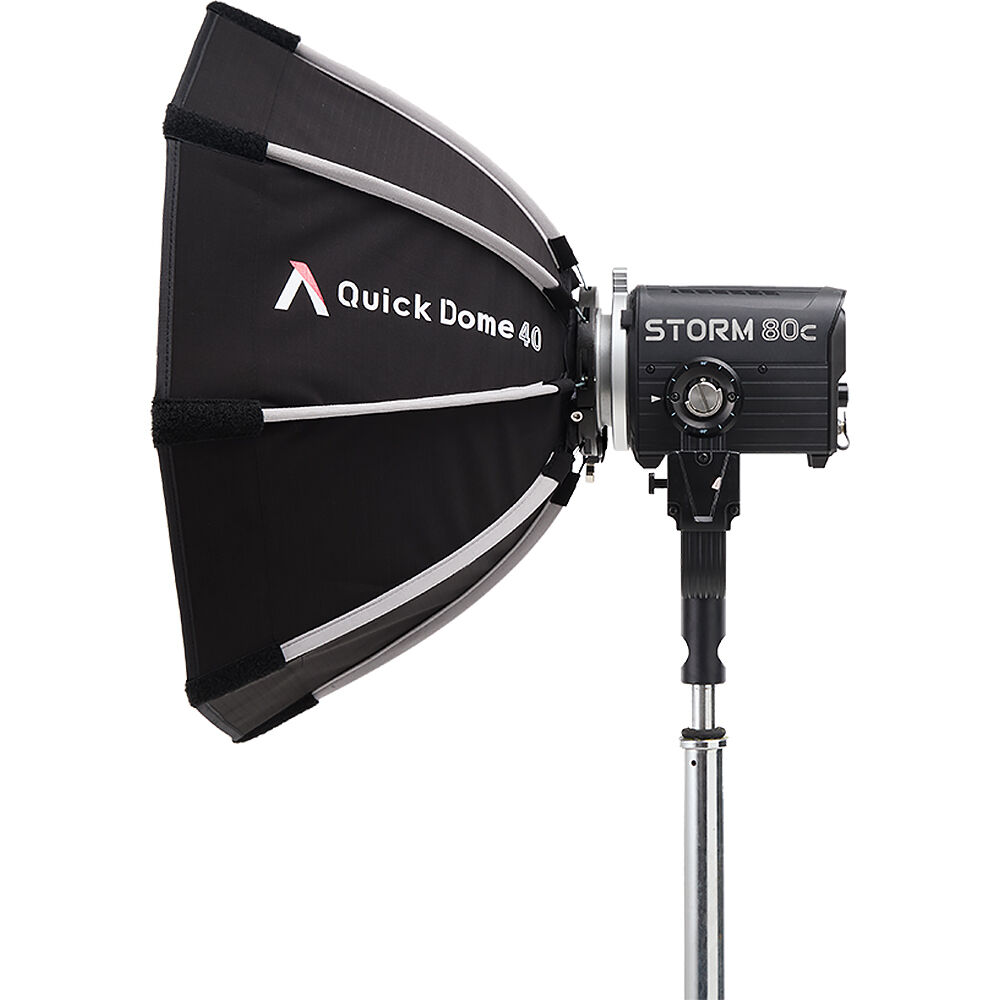 Quick Dome 40 softbox mounted on STORM 80c with Mini ProLock adaptor
