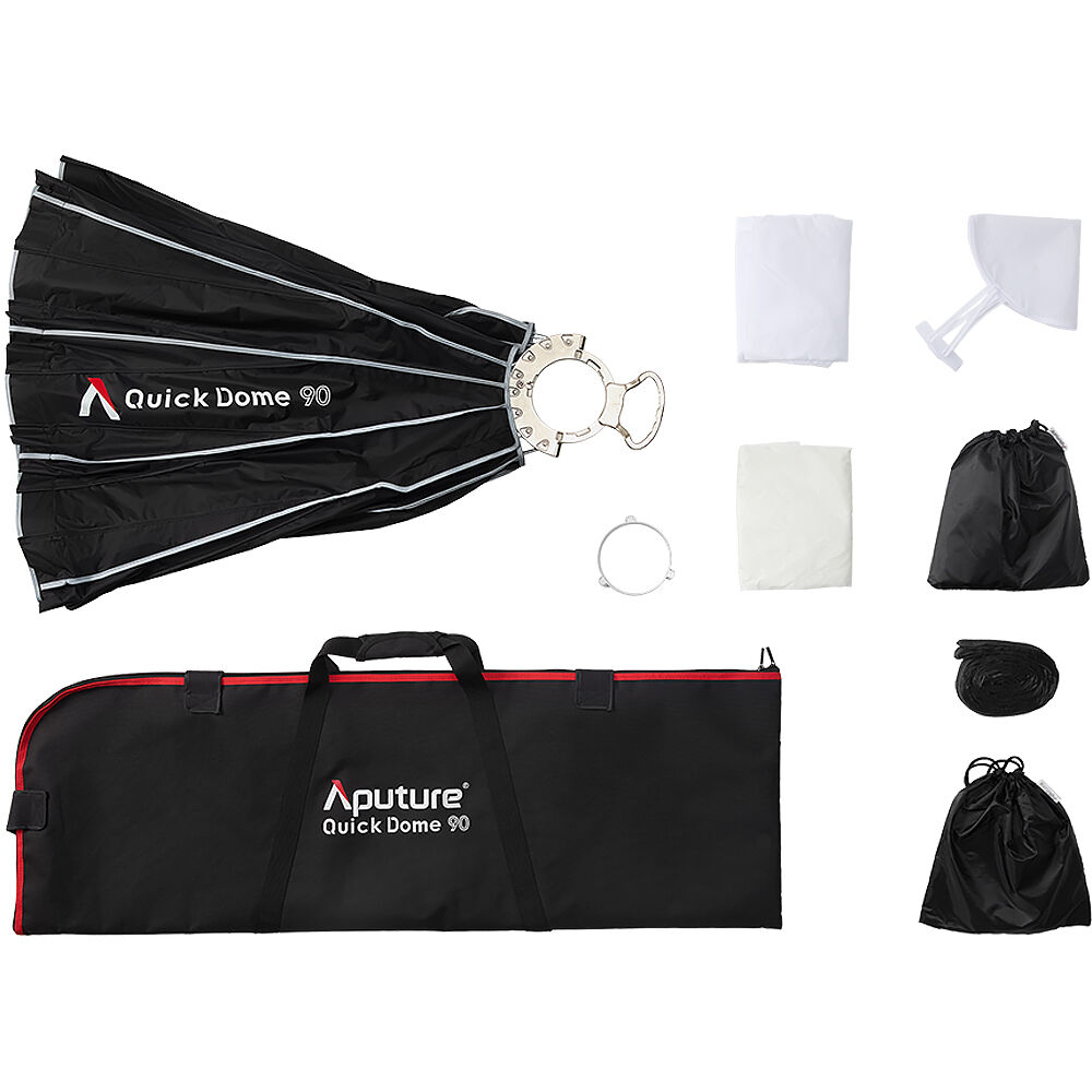 Aputure Quick Dome 90 Bowens softbox with 16-rod quick-release frame and grid