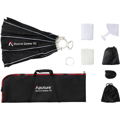 Aputure Quick Dome 90 Bowens softbox with 16-rod quick-release frame and grid