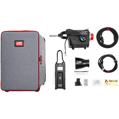 Aputure STORM 1000c LED light with ProLock Bowens mount and control box