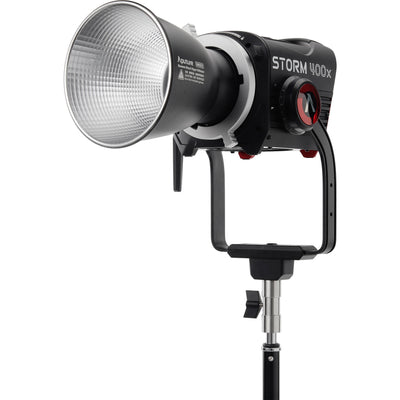 Aputure STORM 400x BLAIR LED light on set
