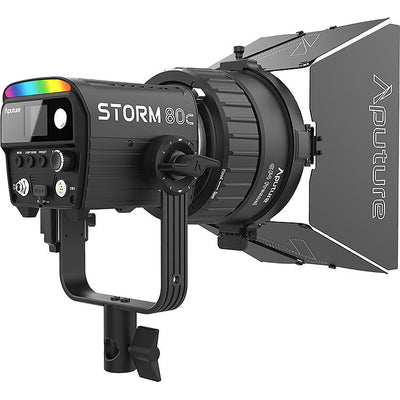 Aputure STORM 80c LED light with diffuser and adjustable colour temperature
