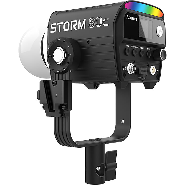 Aputure STORM 80c LED light with diffuser and adjustable colour temperature

