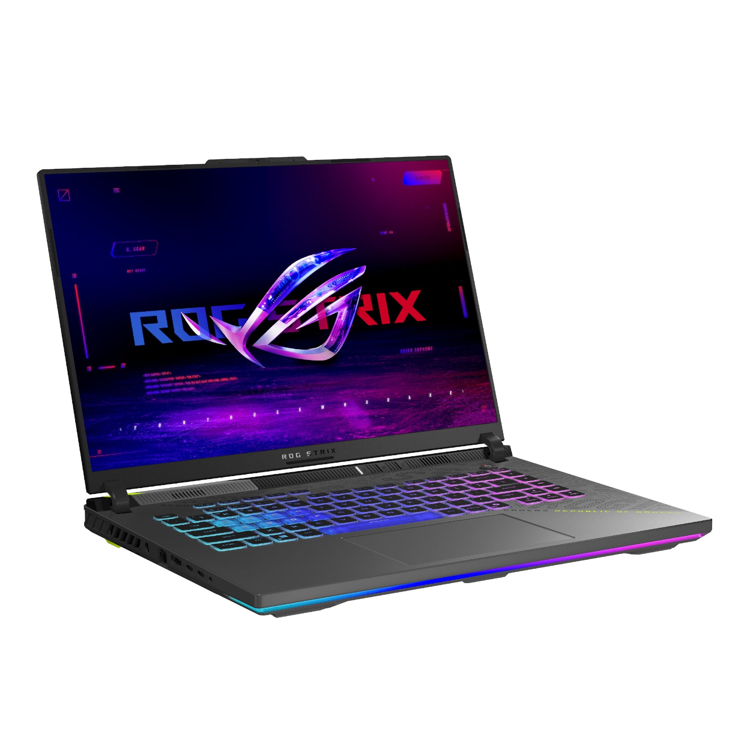 ASUS ROG Strix G16 Ryzen 9 RTX 5070 gaming laptop - right side angle view
