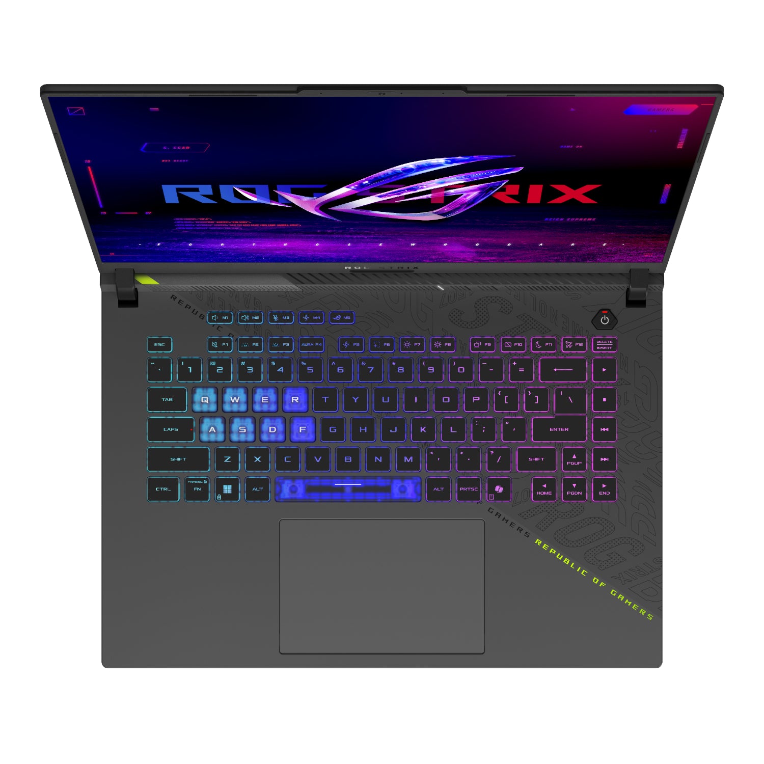 ASUS ROG Strix G16 Ryzen 9 RTX 5070 gaming laptop - top view