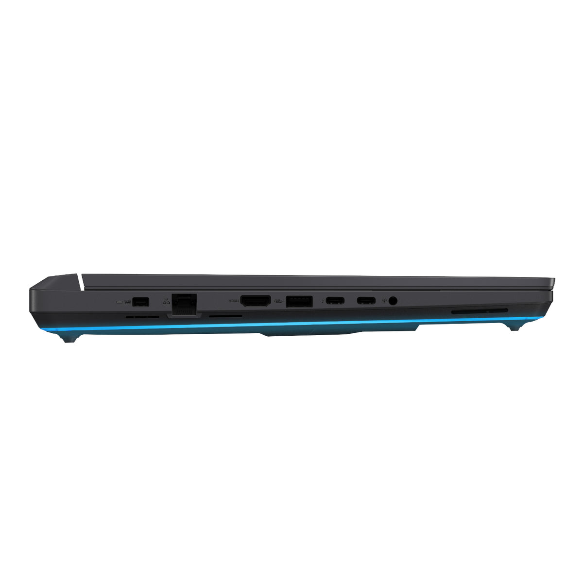 ROG Strix G16 laptop left side view, closed
