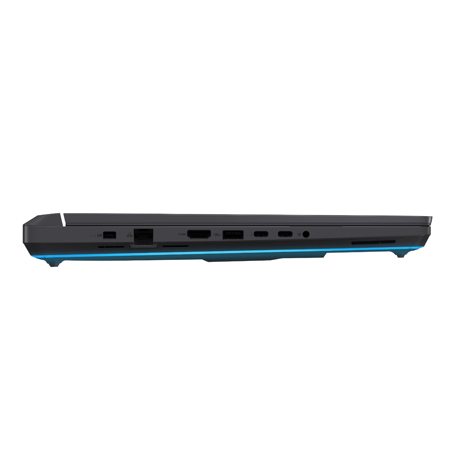 ROG Strix G16 laptop left side view, closed
