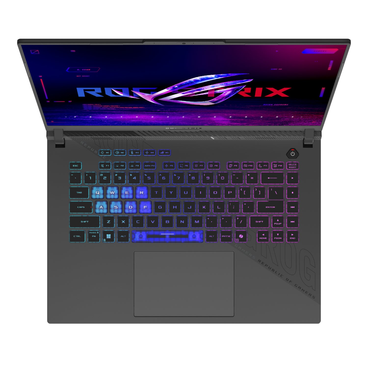 ASUS ROG Strix G16 Ryzen 9 RTX 5070 gaming laptop - top view