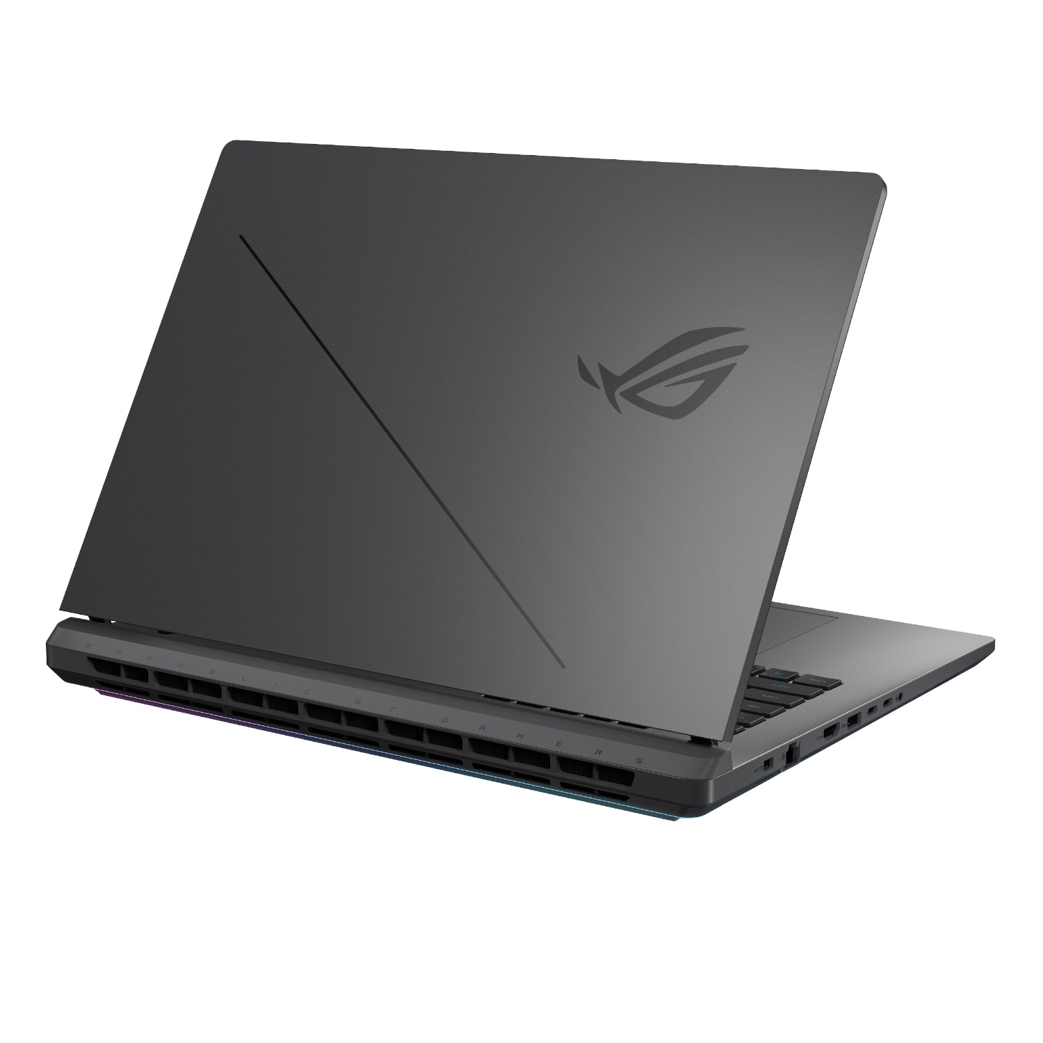 ASUS ROG Strix G18 gaming laptop open angled back view