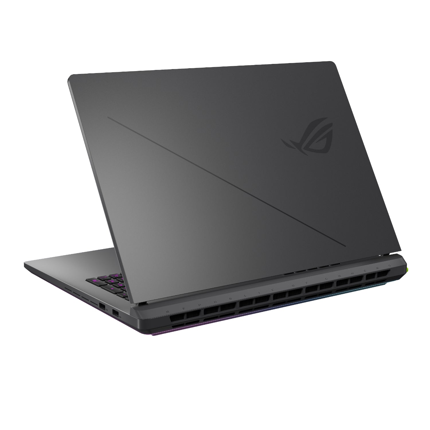 ASUS ROG Strix G18 gaming laptop open angled back view