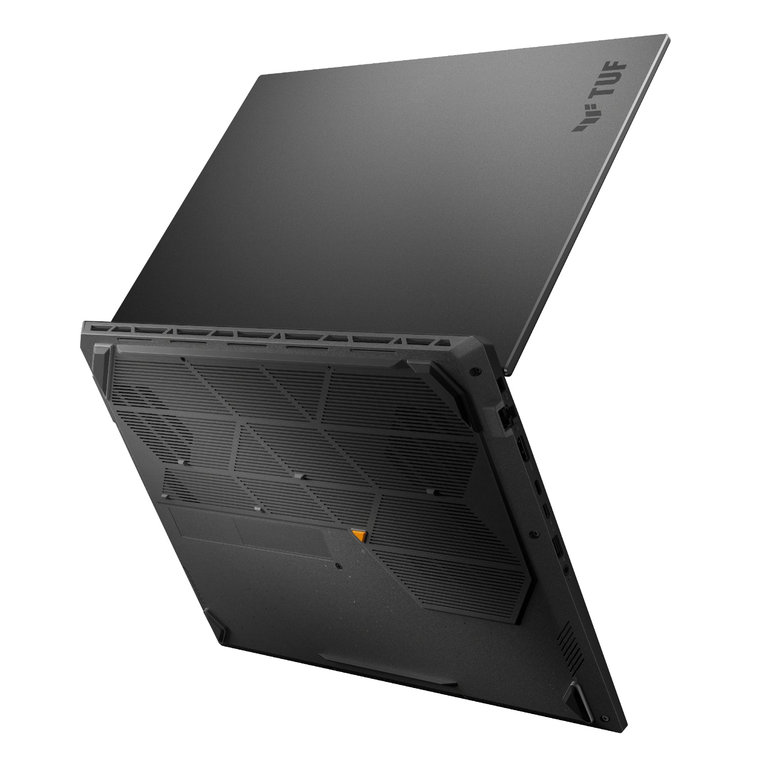 ASUS TUF Gaming A16 laptop open, bottom view