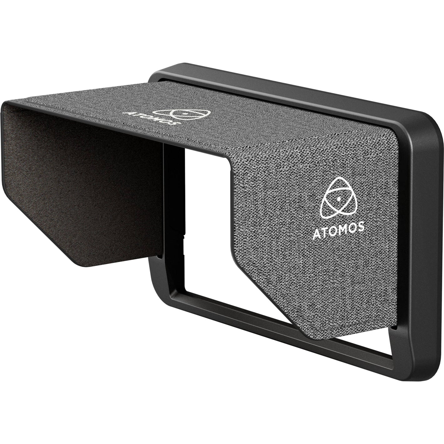Atomos Sunhood 5″ attached to a Shinobi II monitor, shielding the screen from glare