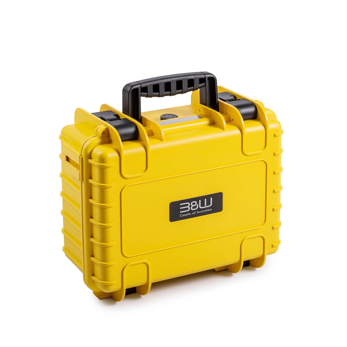 B&W Case Type 3000 in yellow with padded dividers for camera and lenses