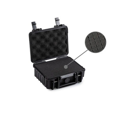 Durable B&W Case Type 500 Black, impact-resistant and stackable.
