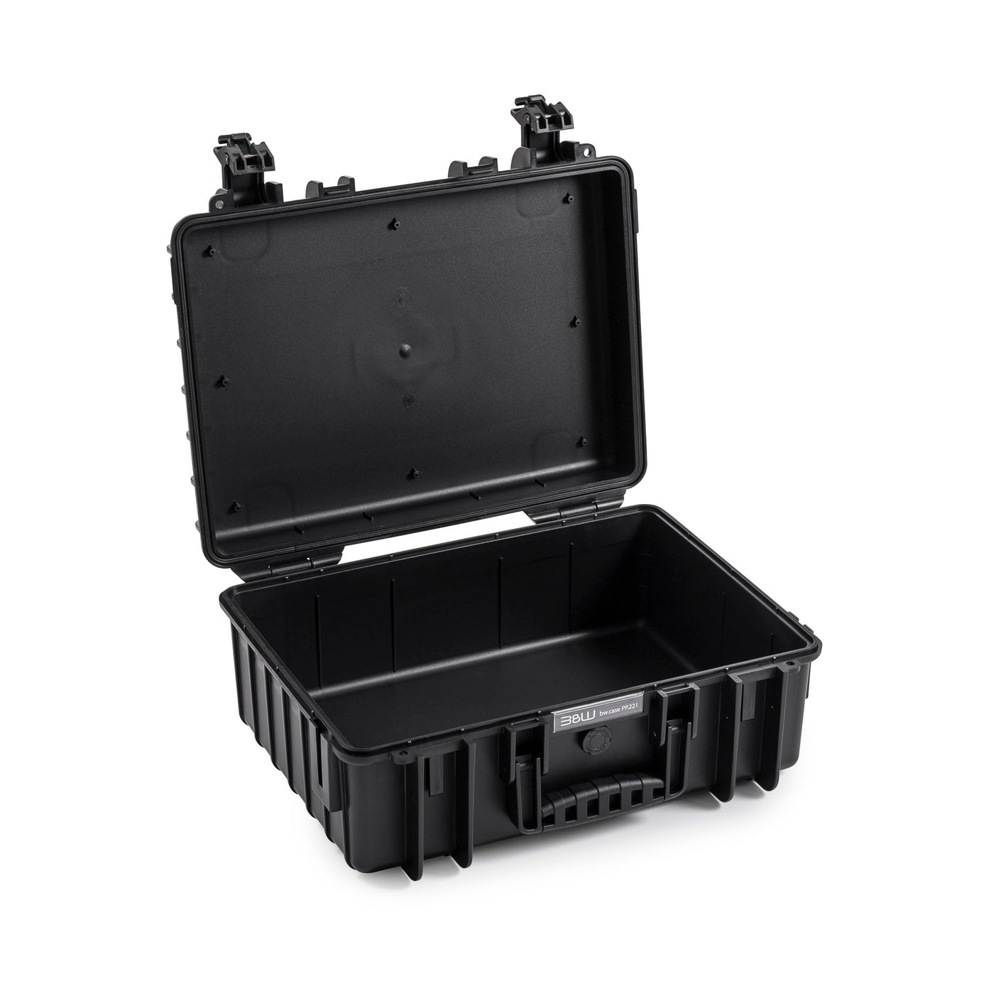 B&W Type 5000 hard case with foam inserts, black, waterproof and dust-proof, ideal for cameras and accessories.