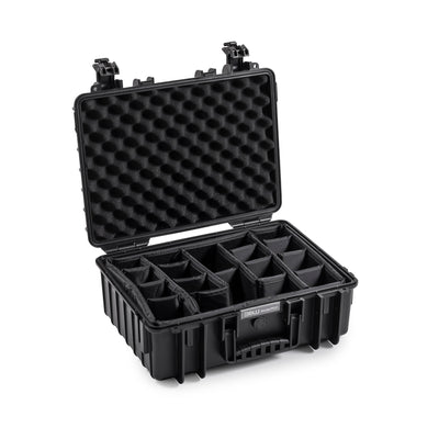 B&W Type 5000 black protective camera case, waterproof and shock-resistant.