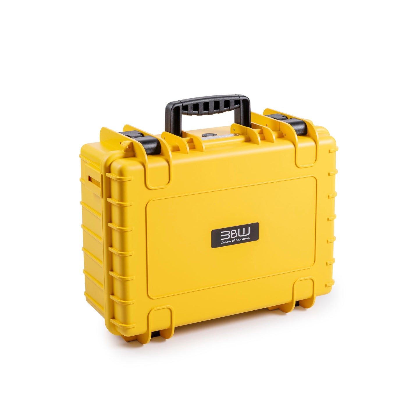 B&W Type 5000 yellow protective camera case, waterproof and shock-resistant.