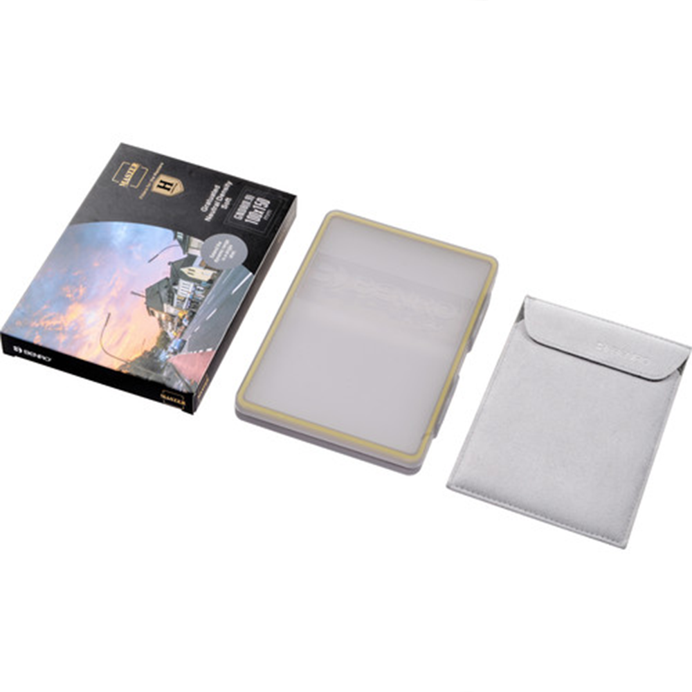 Benro 100x150mm MasterH Soft-Edge Graduated ND 0.9 filter, 3-stop light control for balanced landscape photography.