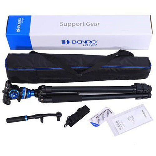 Benro A3573FS6PRO Aluminium 3-Section Video Tripod with S6Pro Fluid Head and carry bag.