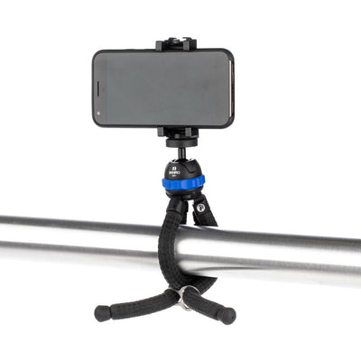 Benro KoalaPod flexible tripod with five bendable legs and phone holder, designed for smartphones.