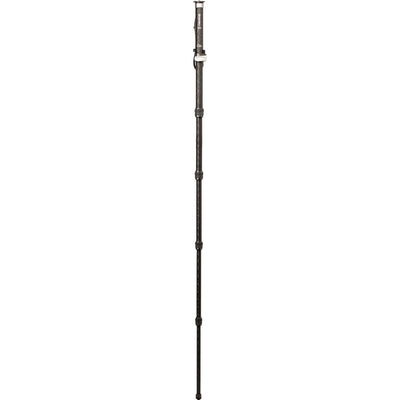 Benro SupaDupa carbon-fiber monopod with integrated pan‑tilt head, twist‑lock sections and spiked/rubber rotating foot.