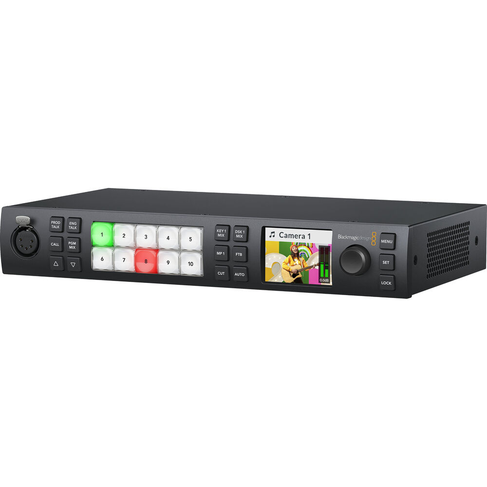 Blackmagic Design ATEM 1 M/E Constellation is a powerful live event HD switching supporting up to 10 individual 3G/HD-SDI inputs built into a 1 RU chassis.