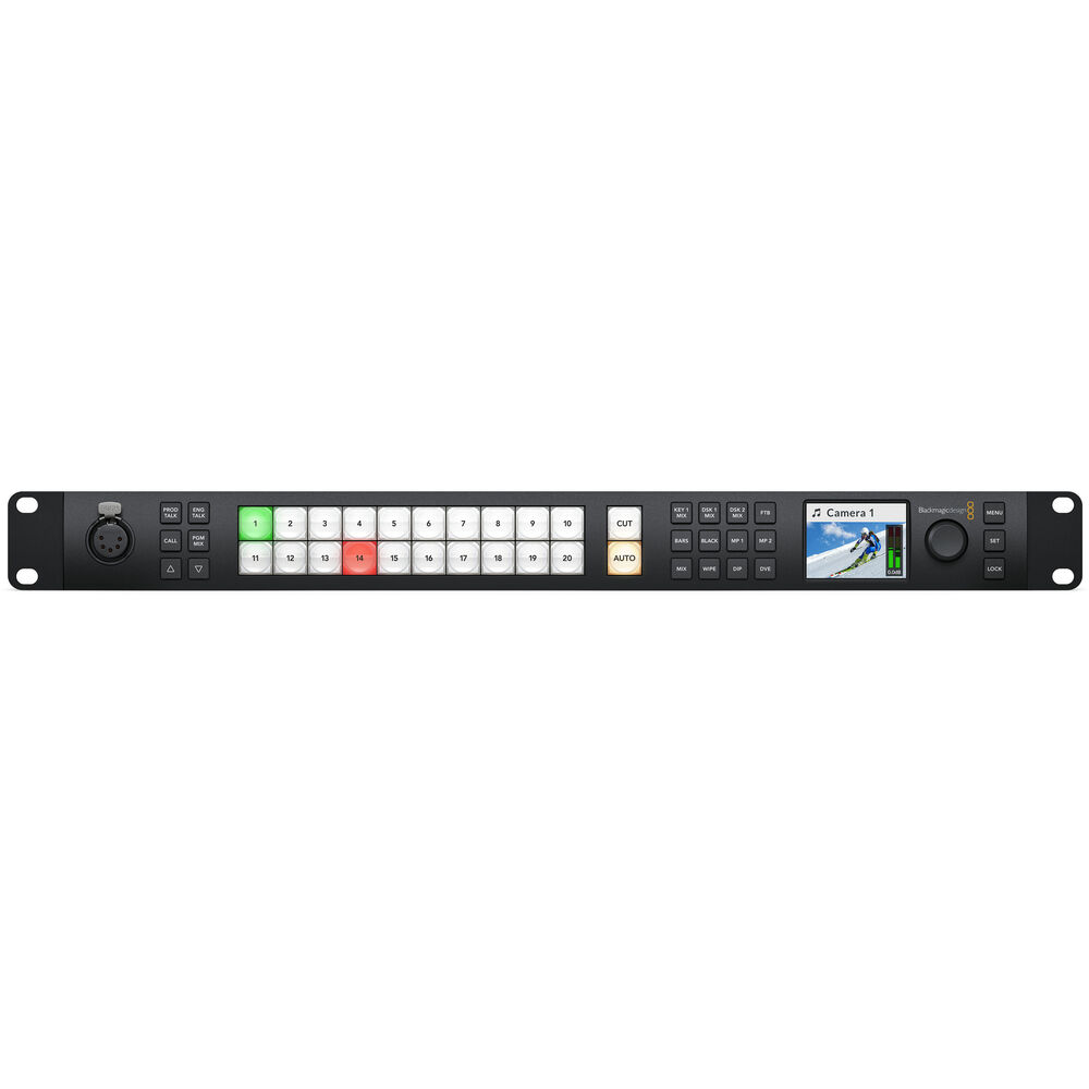 Powerful live event switching with various outputs supporting 48 channels of audio. The switcher has two multiview outputs with up to 16 routable windows.