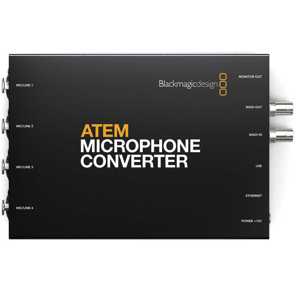 Expand your ATEM Television Studio with this converter. Connect-control and work with multiple microphones with an excellent 24-Bit audio quality.