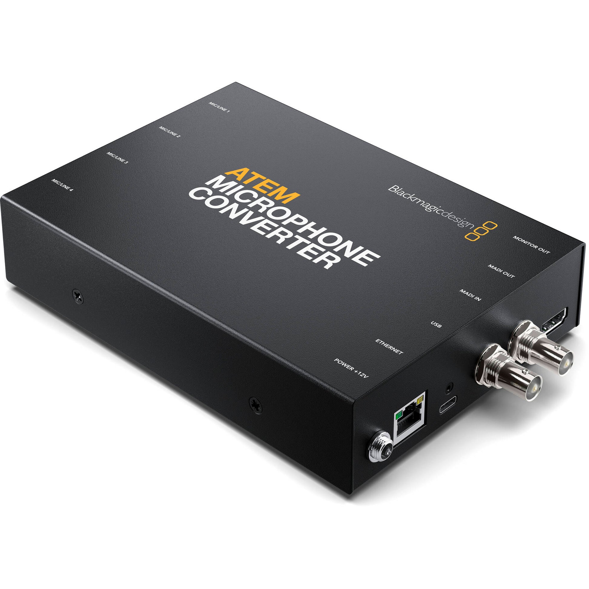 Expand your ATEM Television Studio with this converter. Connect-control and work with multiple microphones with an excellent 24-Bit audio quality.
