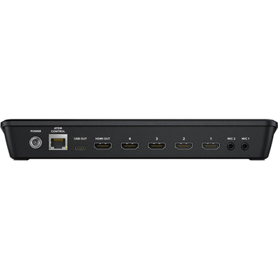 The Blackmagic Design ATEM Mini Pro is a 4-input live production switcher with an integrated control panel for multicamera live streaming or broadcasts.
