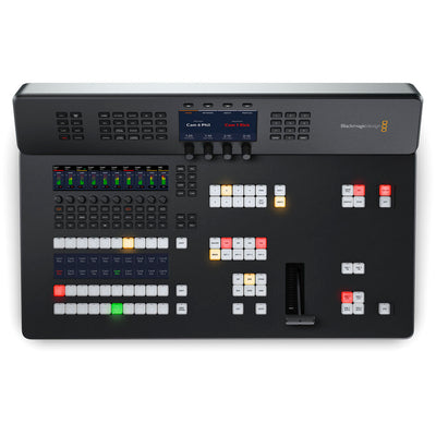 A compact live TV switcher ideal for news and on-set presenters it features eight 3G-SDI inputs as well as supports up to 1080p60 video and live streaming.