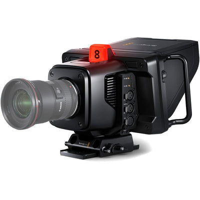Blackmagic Design Pocket Cinema Camera 6K Pro (Body Only) with Super 35 HDR sensor, Canon EF mount, 13 stops dynamic range, dual native ISO up to 25,600, built-in 4-stop ND filters, 5” HDR touchscreen, Blackmagic RAW recording, and USB-C direct recording.