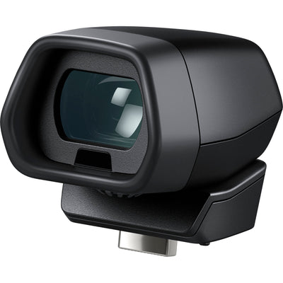 This optional viewfinder fits into the EVF slot on the Blackmagic Design Cinema Camera 6K Pro and it locks using an integrated M4 screw.