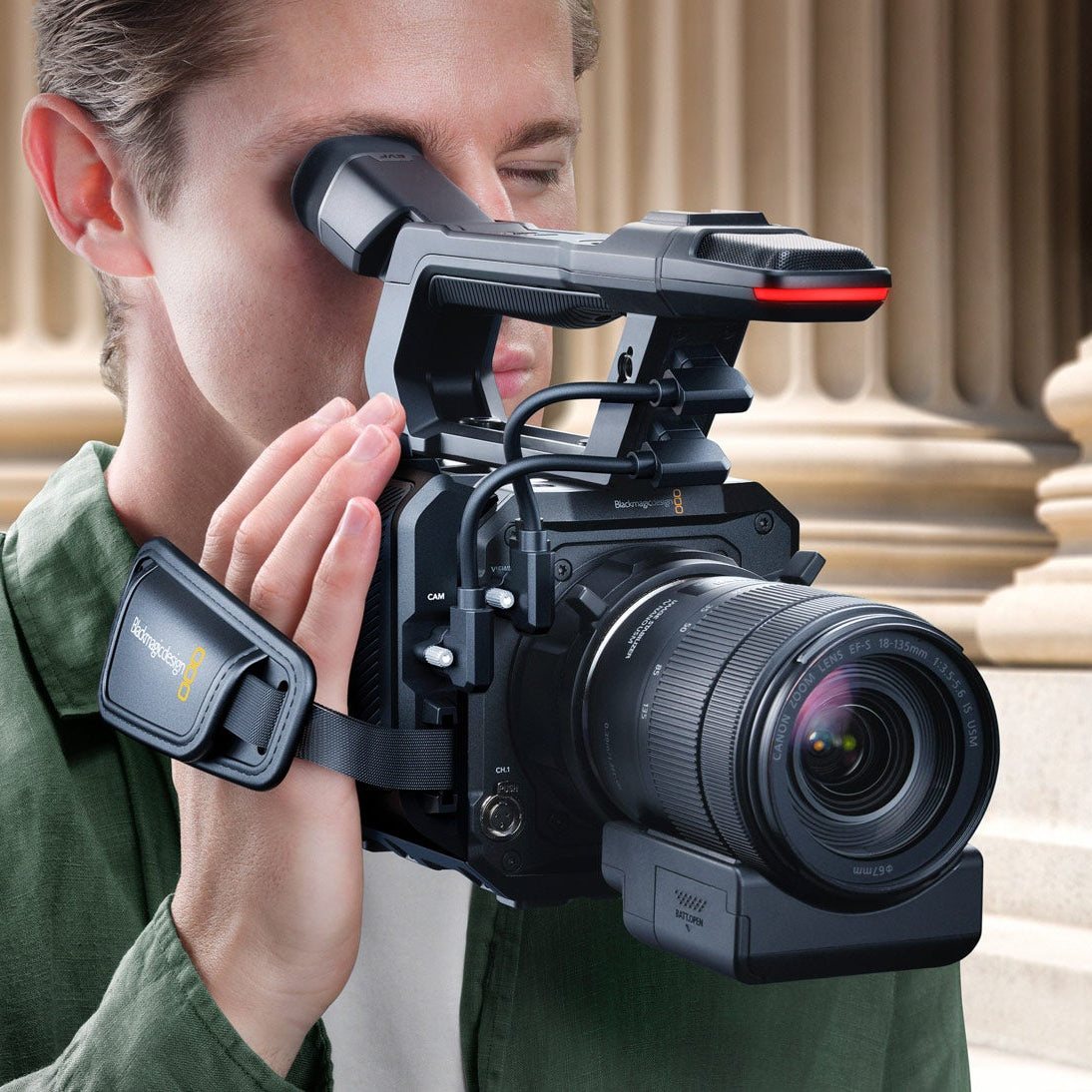 Blackmagic Design PYXIS Pro Grip ergonomic handheld grip for PYXIS camera systems.