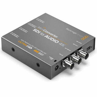 Blackmagic SDI to Audio 4K Mini Converter enables you to de-embed analogue audio or AES/EBU digital audio from an SDI video signal.