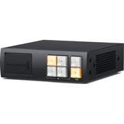 Route multiple SD, HD, and Ultra HD signals simultaneously with the Blackmagic Videohub Mini’s 12G-SDI connections, supporting any format up to 2160p60.