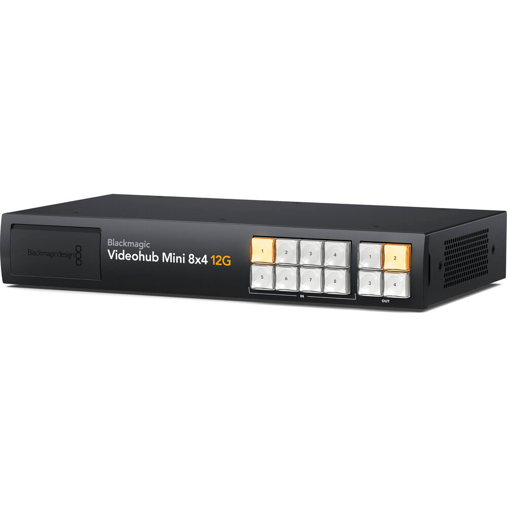 The Blackmagic Videohub Mini adds clean switching to your SDI workflow, selectable on outputs for seamless transitions in live production or broadcast setups.