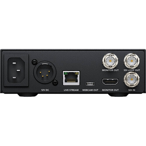 Blackmagic Design Web Presenter HD – compact broadcast-grade streaming encoder with 12G-SDI input, USB-C webcam output and Ethernet streaming.
