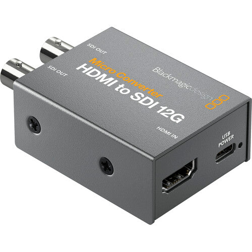 Blackmagic Design Micro Converter HDMI to SDI 12G with power supply for professional 4K SDI output.