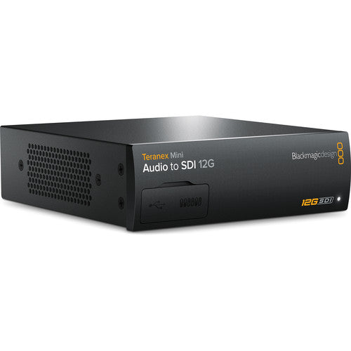 Embed high-quality analog or digital audio into any 12G-SDI video feed with the Blackmagic Design Teranex Mini Audio to SDI 12G Converter.