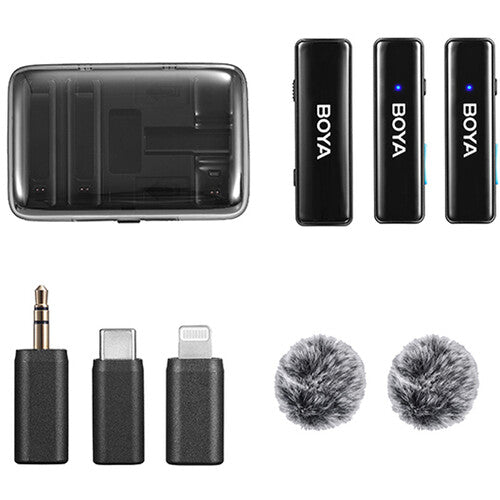 BOYALINK 2 wireless mic with dual-channel support and 30 hours battery.