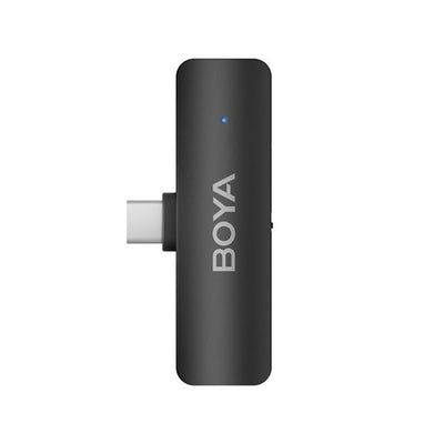 Boya BY-V4U Four-channel Wireless Microphone System (USB-C) with 4 transmitters, 200m range, plug-and-play USB-C receiver, dual noise cancellation, 6-hour battery life, and omnidirectional mics for clear audio recording.